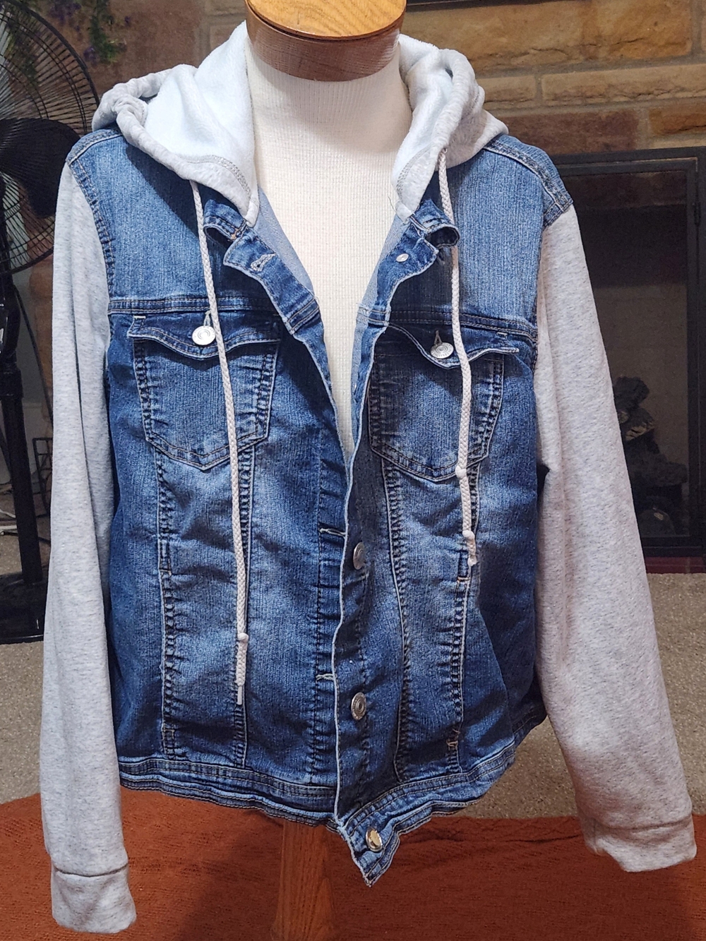 Wallflower ,"The Dreamer Fit,"Denim Hooded Jacket with Gray Sleeves -  1X